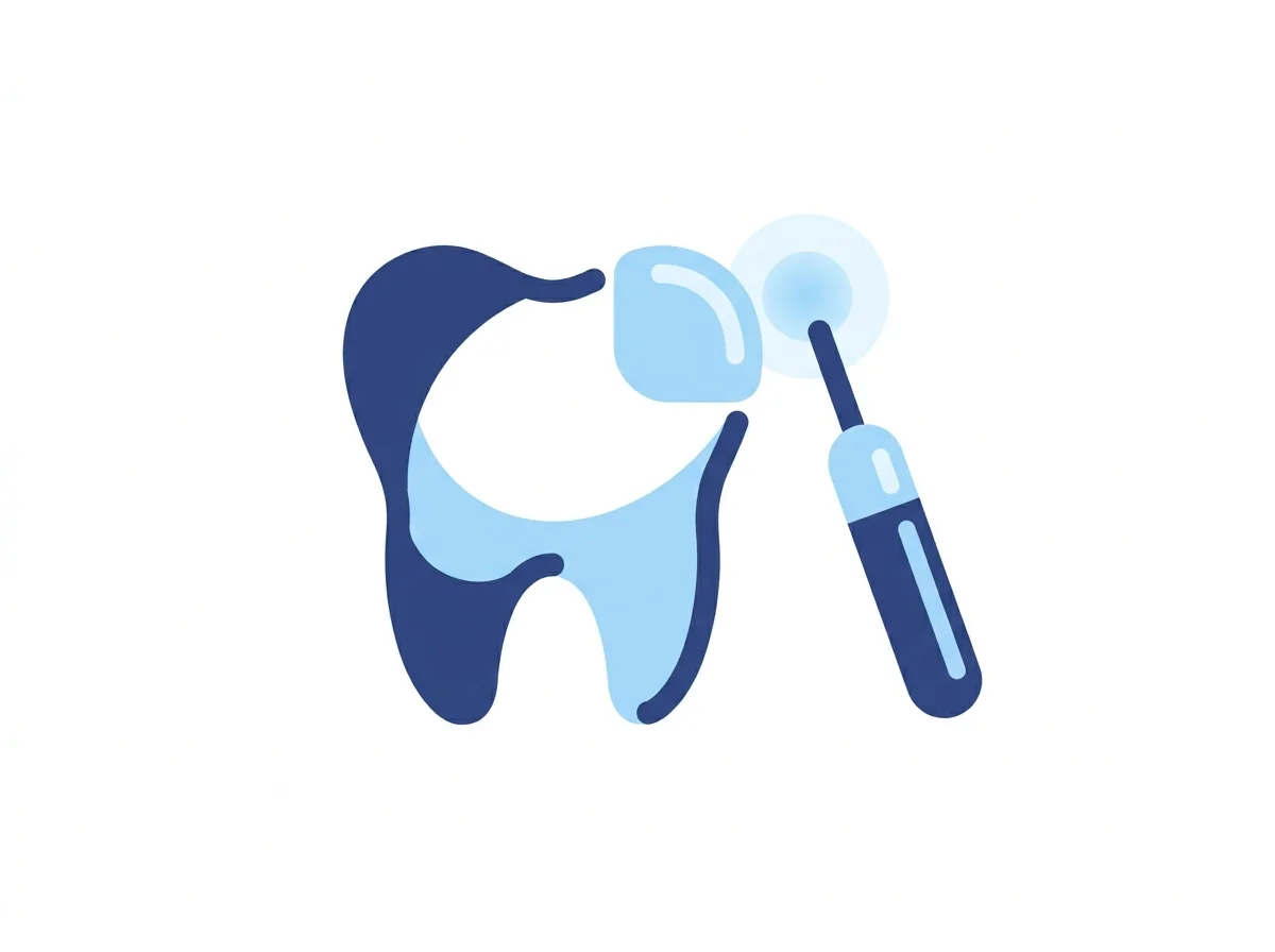 Illustration of a chipped tooth being repaired with bonding