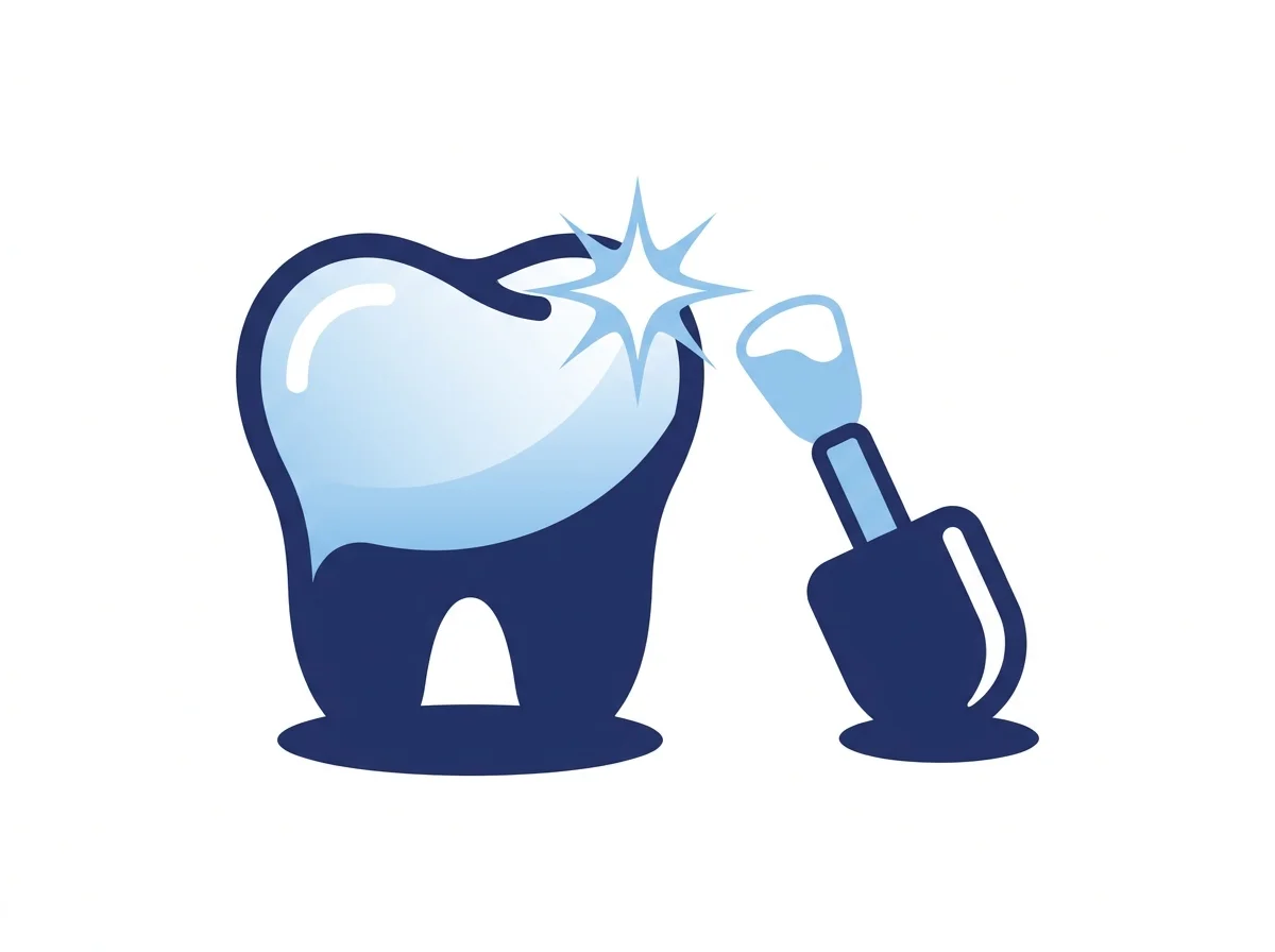 Illustration of a polished tooth with a sparkle