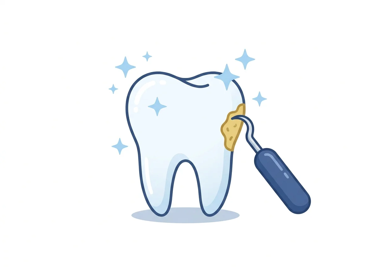 Illustration of a sparkling tooth being cleaned