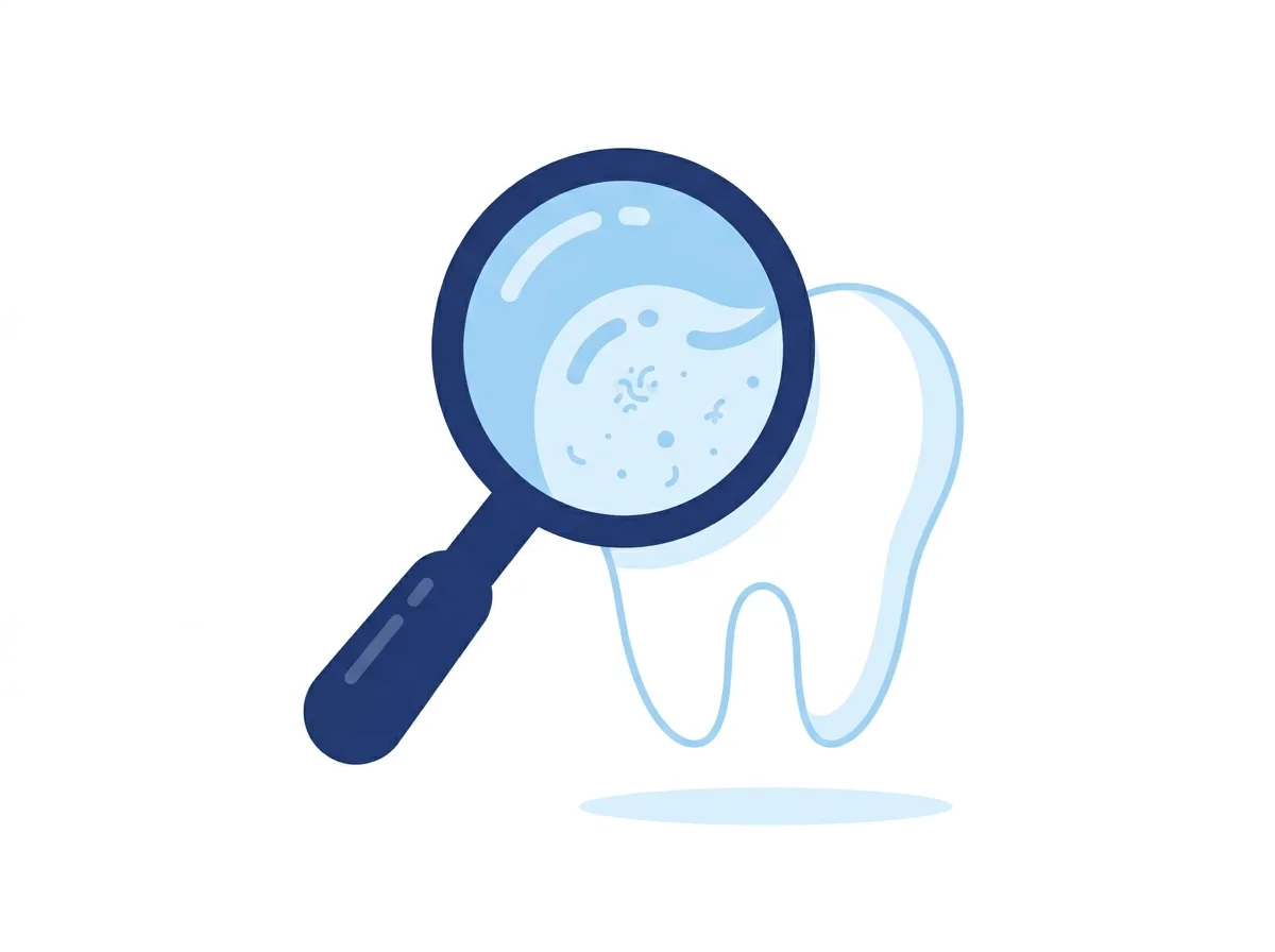 Illustration of a tooth under a magnifying glass