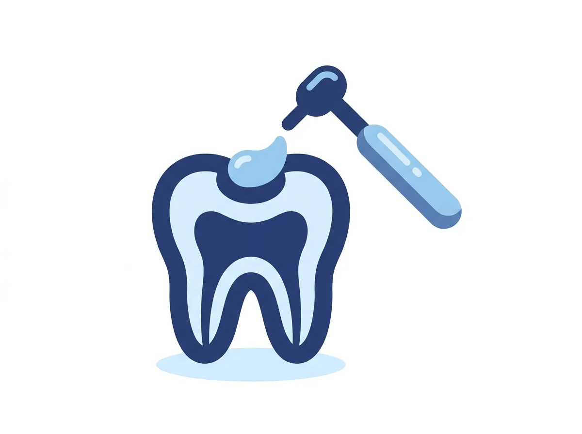 Illustration of a tooth cross-section being restored with a filling