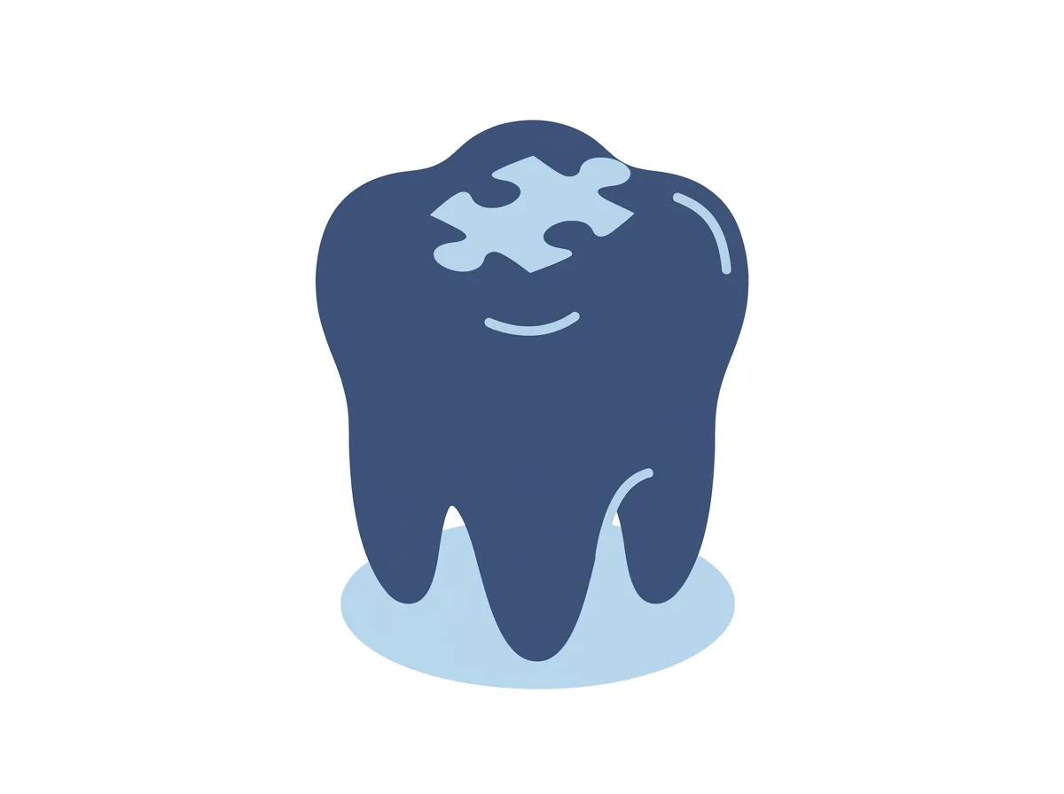 Illustration of a ceramic piece fitting a tooth like a puzzle