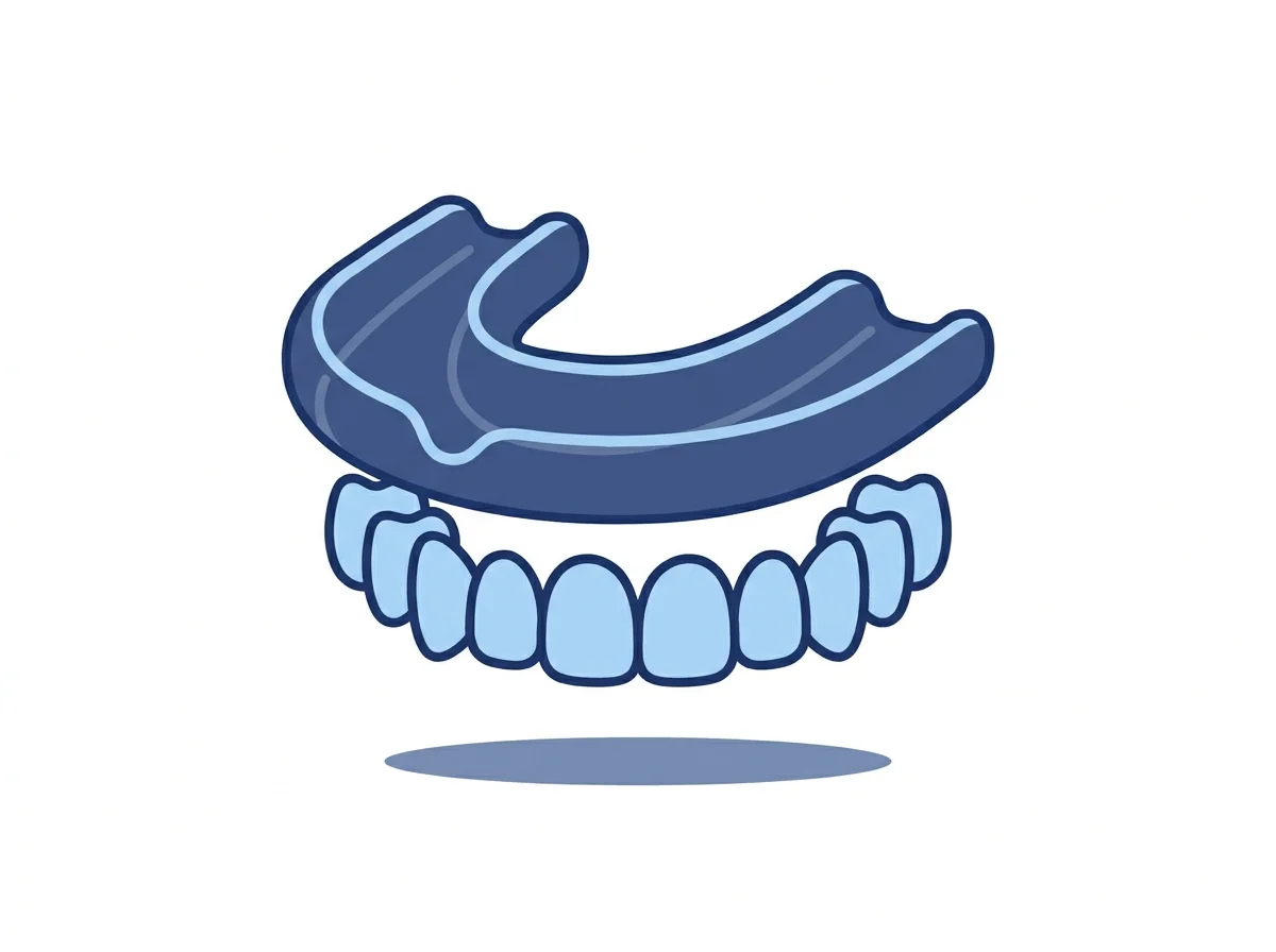 Illustration of a mouthguard protecting a row of teeth