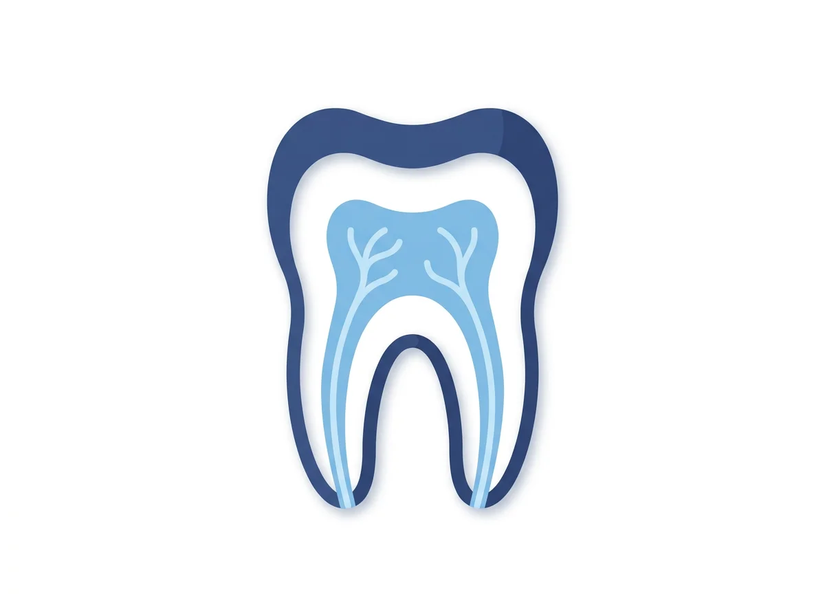 Illustration of a tooth cross-section showing treated root canals