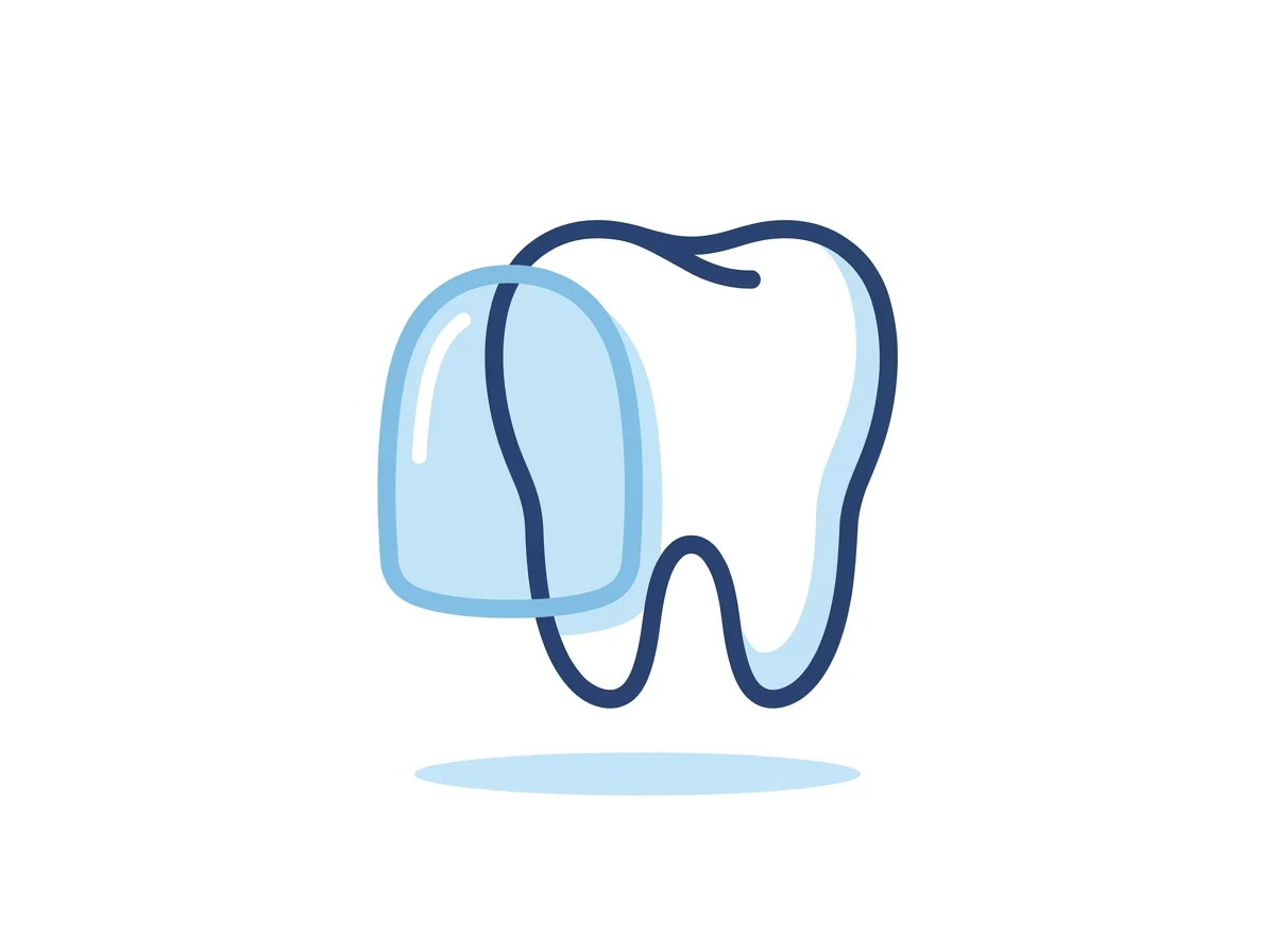 Illustration of a thin veneer covering a front tooth